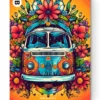 Colorful van with flowers